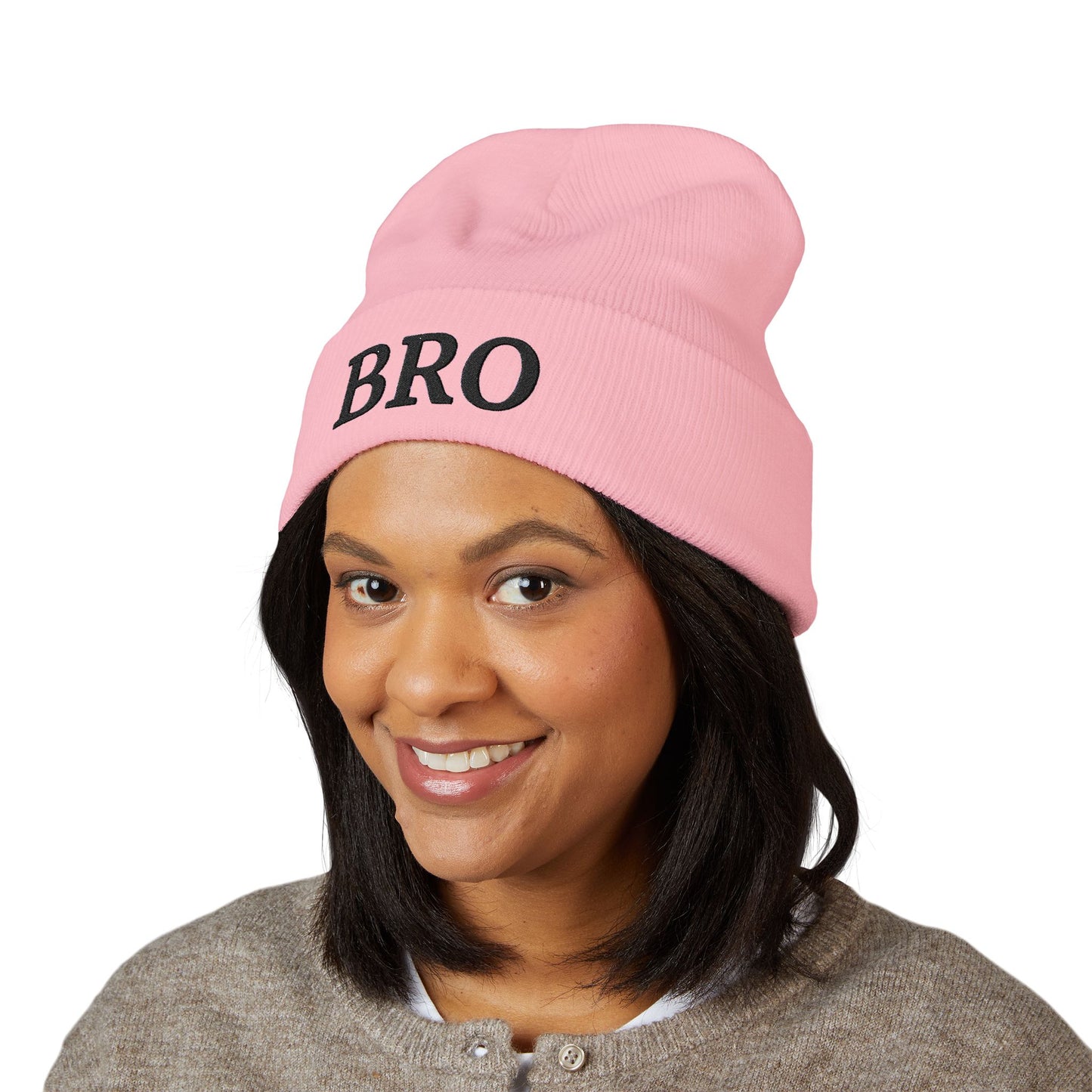 Black-Logo-Embroidered BRO Beanie