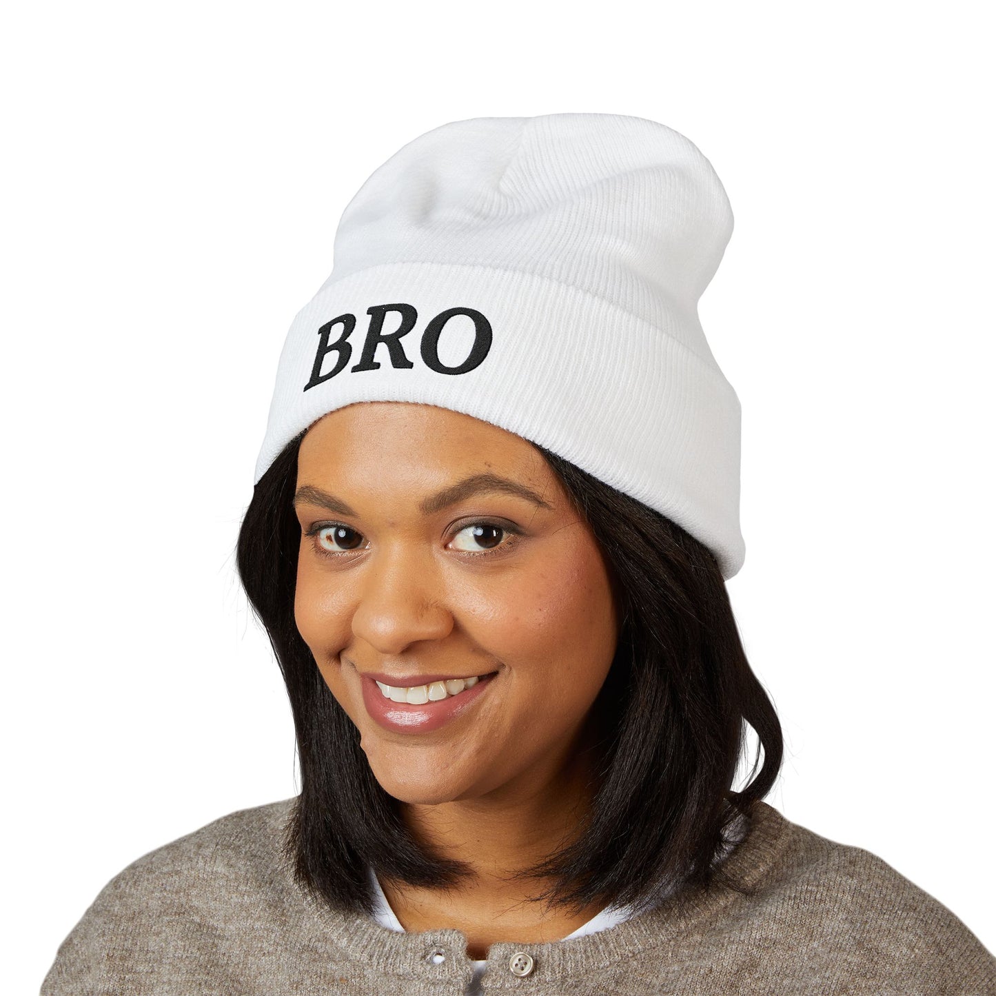 Black-Logo-Embroidered BRO Beanie