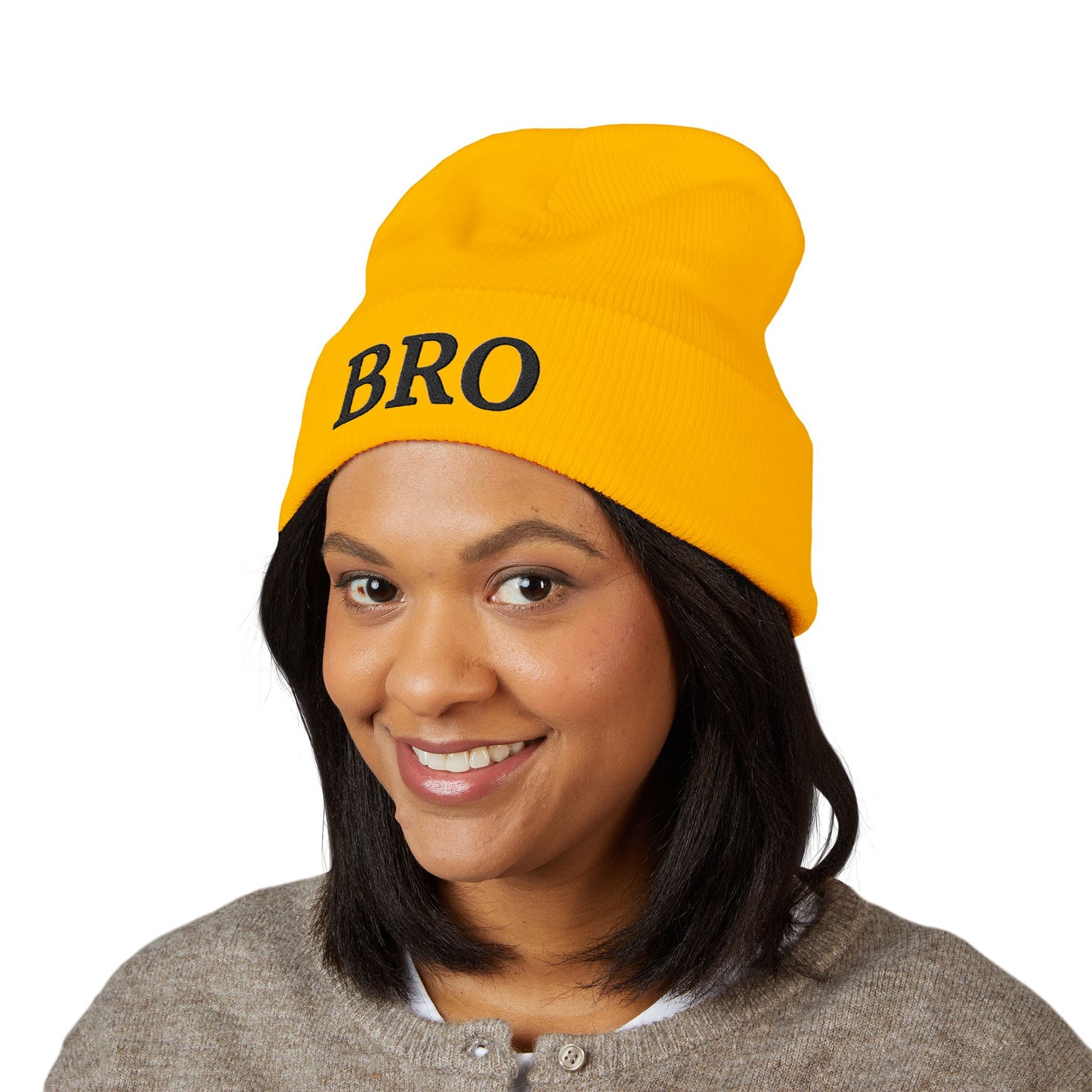 Black-Logo-Embroidered BRO Beanie