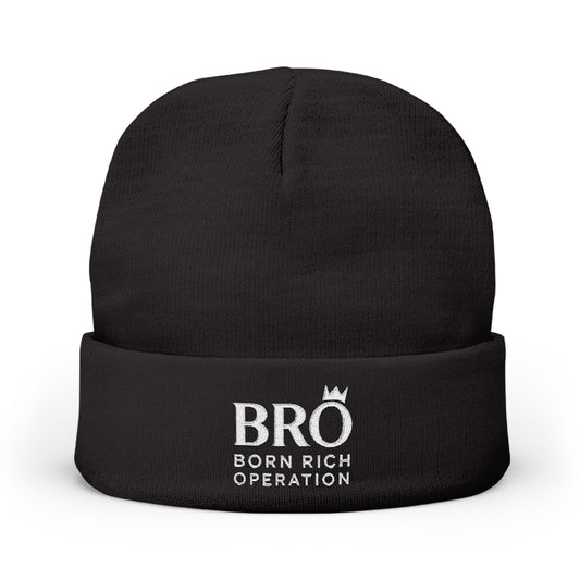 White Logo BRO Embroidery, Winter Hat