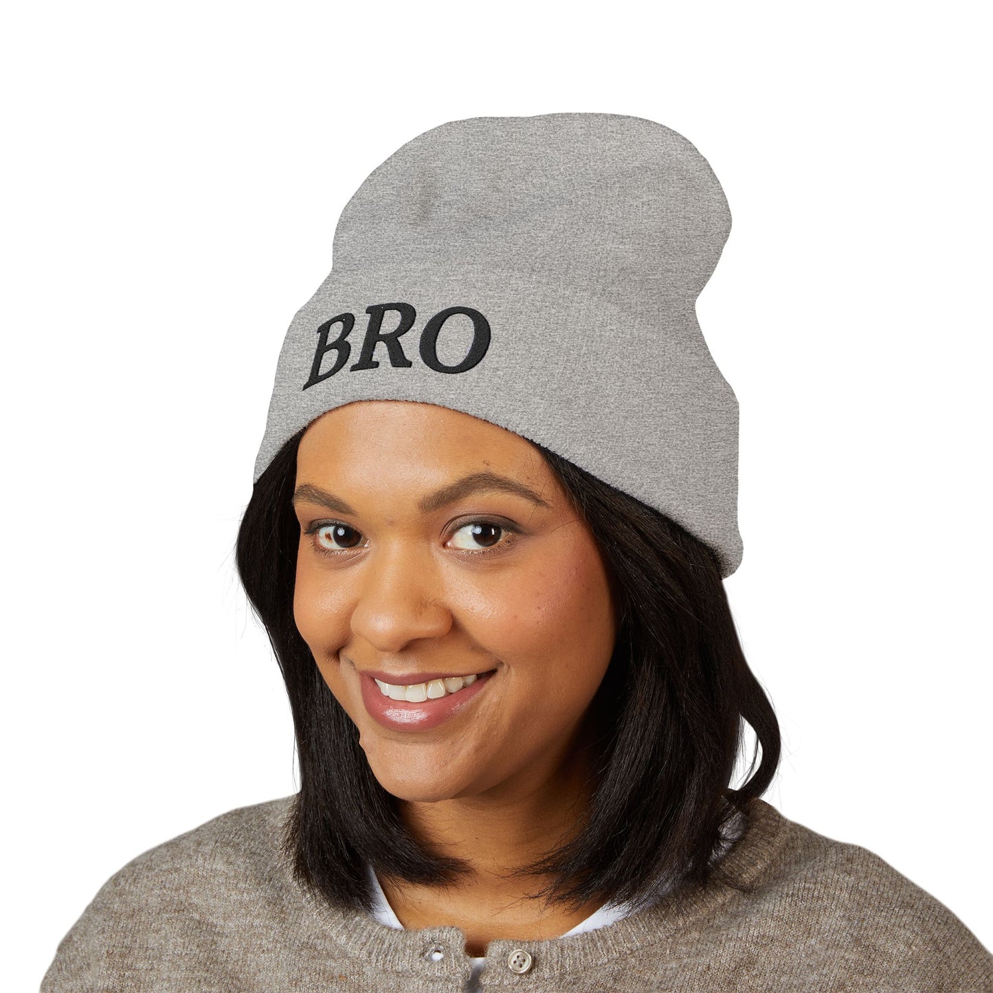 Black-Logo-Embroidered BRO Beanie