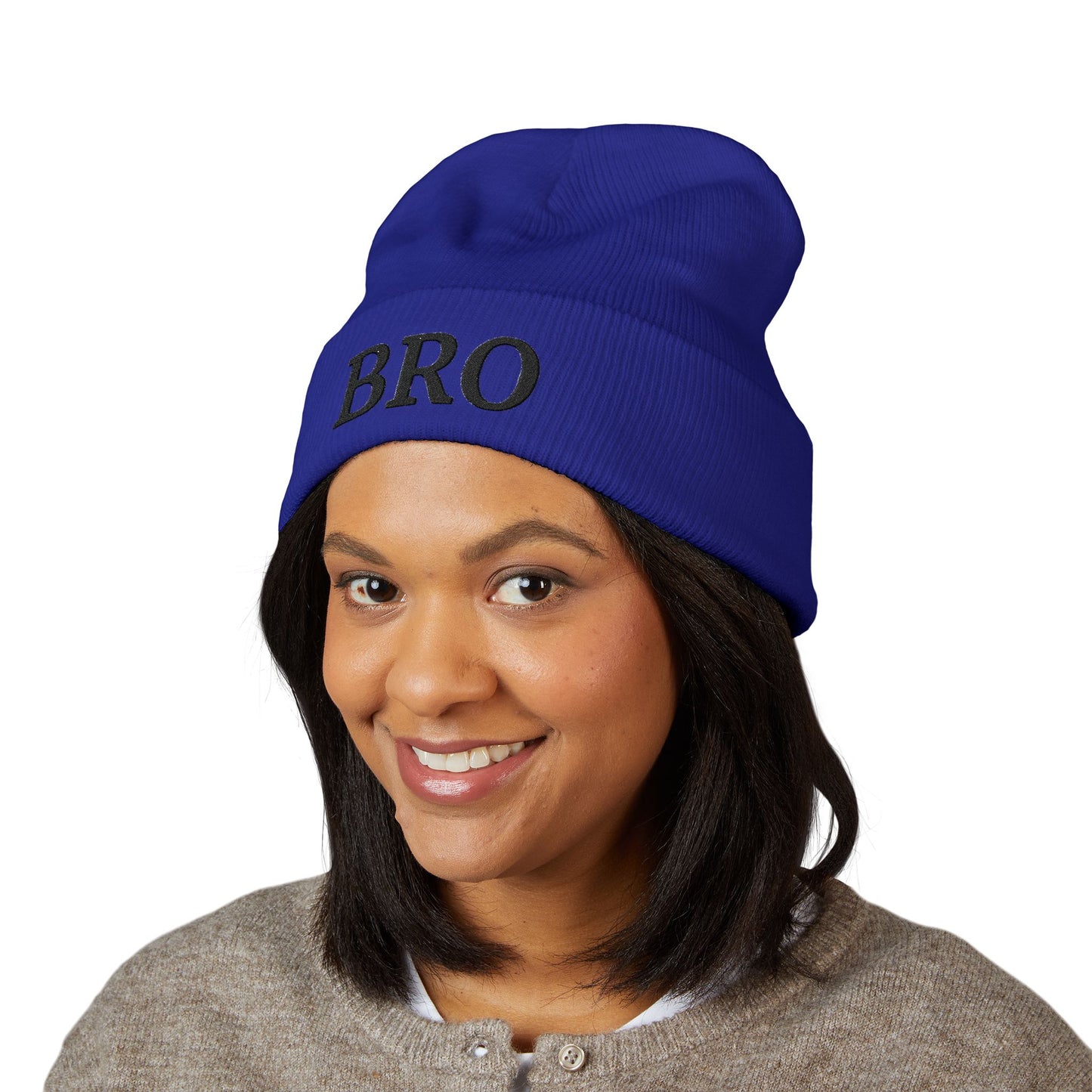 Black-Logo-Embroidered BRO Beanie