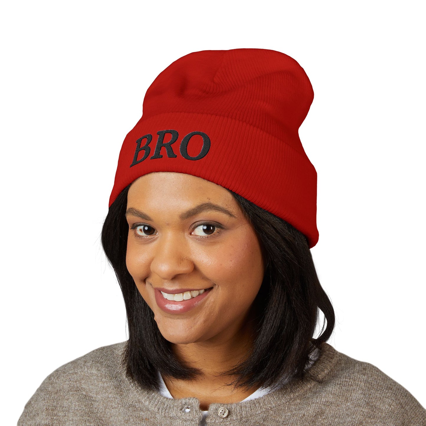 Black-Logo-Embroidered BRO Beanie